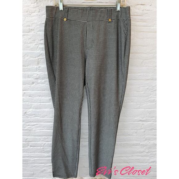 MICHAEL KORS Women's Pants Trousers Black White Geometric Print Square Size L - Picture 1 of 13